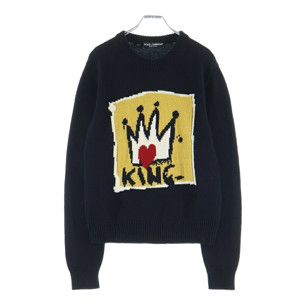DOLCE & GABBANA(ドルチェアンドガッバーナ) KING キング カシミヤウール クルーネックニットセーター ブラック GR107K F89BV