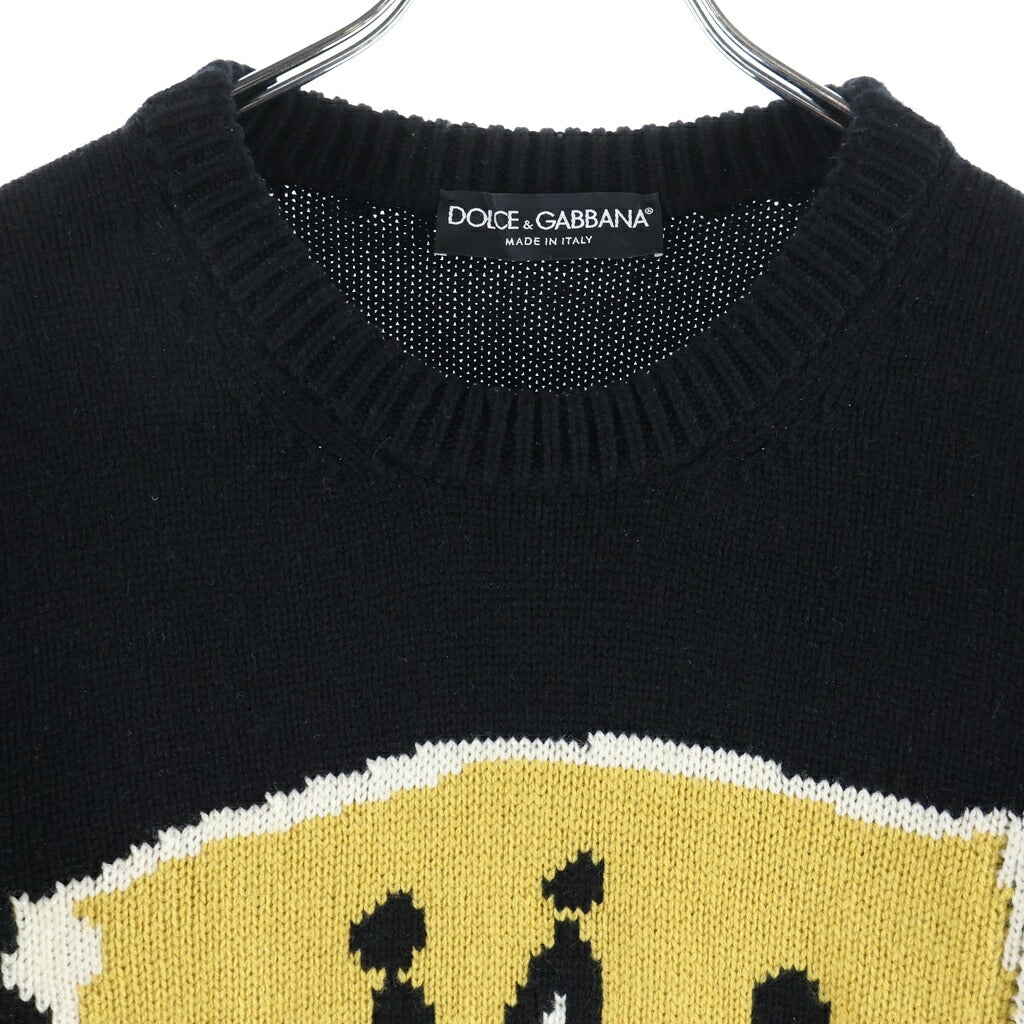 DOLCE & GABBANA(ドルチェアンドガッバーナ) KING キング カシミヤウール クルーネックニットセーター ブラック GR107K F89BV