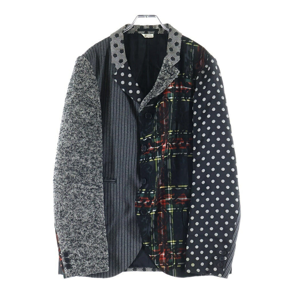COMME des GARCONS HOMME PLUS(コムデギャルソンオムプリュス) 12AW AD2012 異素材切り替え ウール混 シングルテーラードジャケット マルチカラー PJ-J081