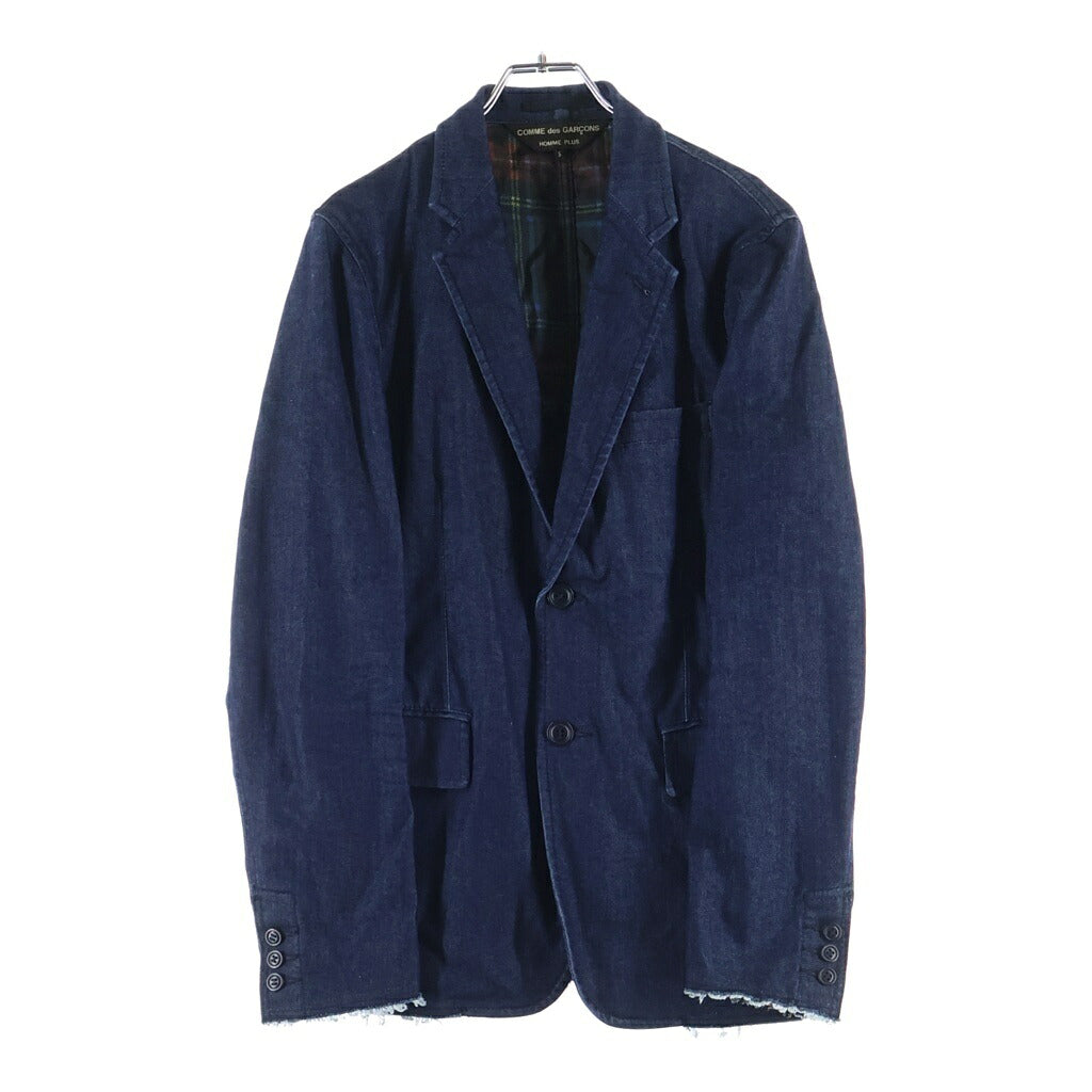 COMME des GARCONS HOMME PLUS(コムデギャルソンオムプリュス) 14SS AD2013 裏地チェック デニム シングルテーラードジャケット インディゴ PM-J063