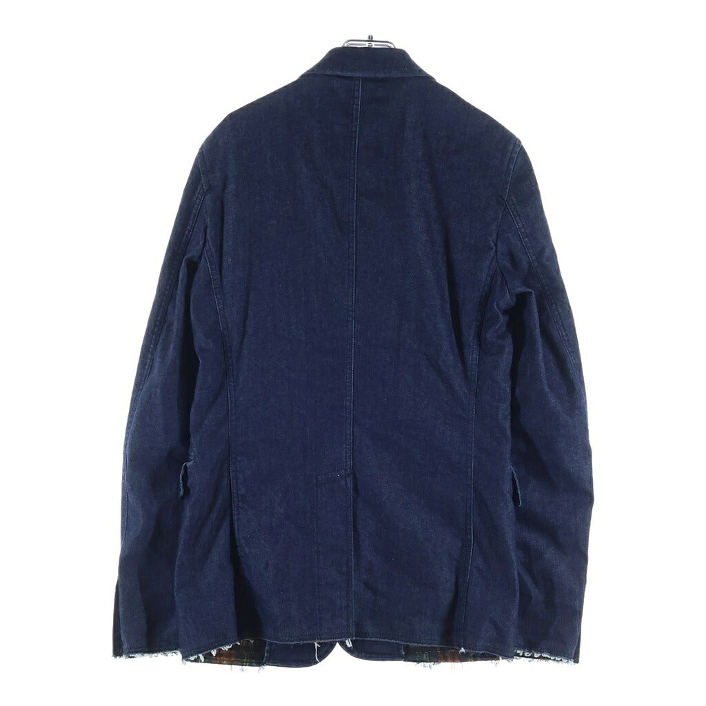 COMME des GARCONS HOMME PLUS(コムデギャルソンオムプリュス) 14SS AD2013 裏地チェック デニム シングルテーラードジャケット インディゴ PM-J063