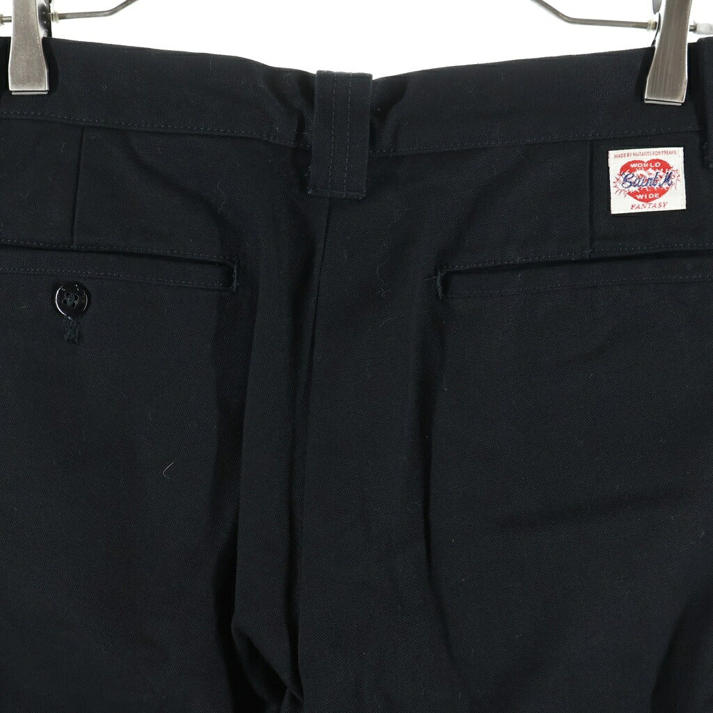 SAINT MICHAEL(セントマイケル) 23SS WIDE PANTS バックロゴパッチ コットン ワイドパンツ ブラック SM-S23-0000-058