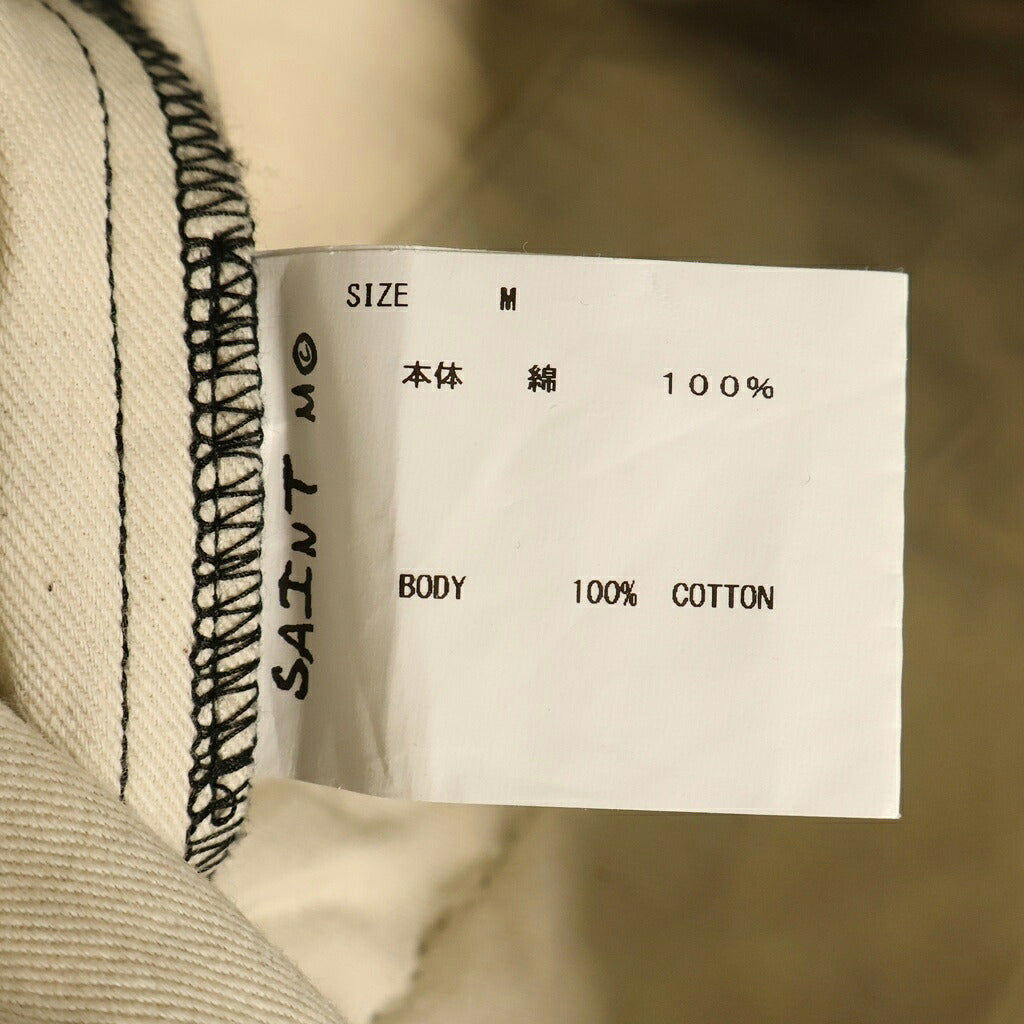 SAINT MICHAEL(セントマイケル) 23SS WIDE PANTS バックロゴパッチ コットン ワイドパンツ ブラック SM-S23-0000-058