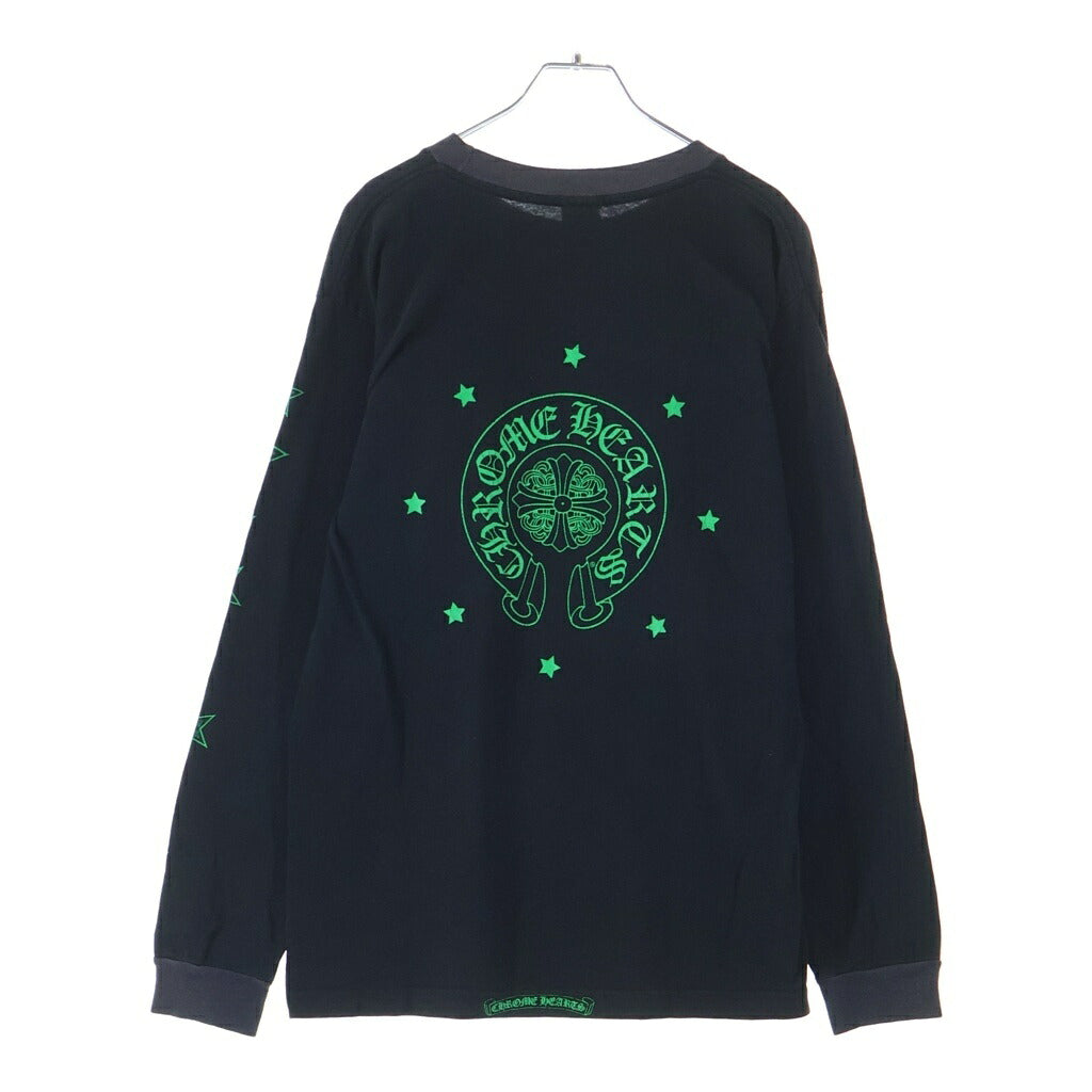 CHROME HEARTS(クロムハーツ) OLD L/S TEE バックホースシュー フローラルクロス アームスタープリント クルーネック 長袖Tシャツ カットソー ブラック