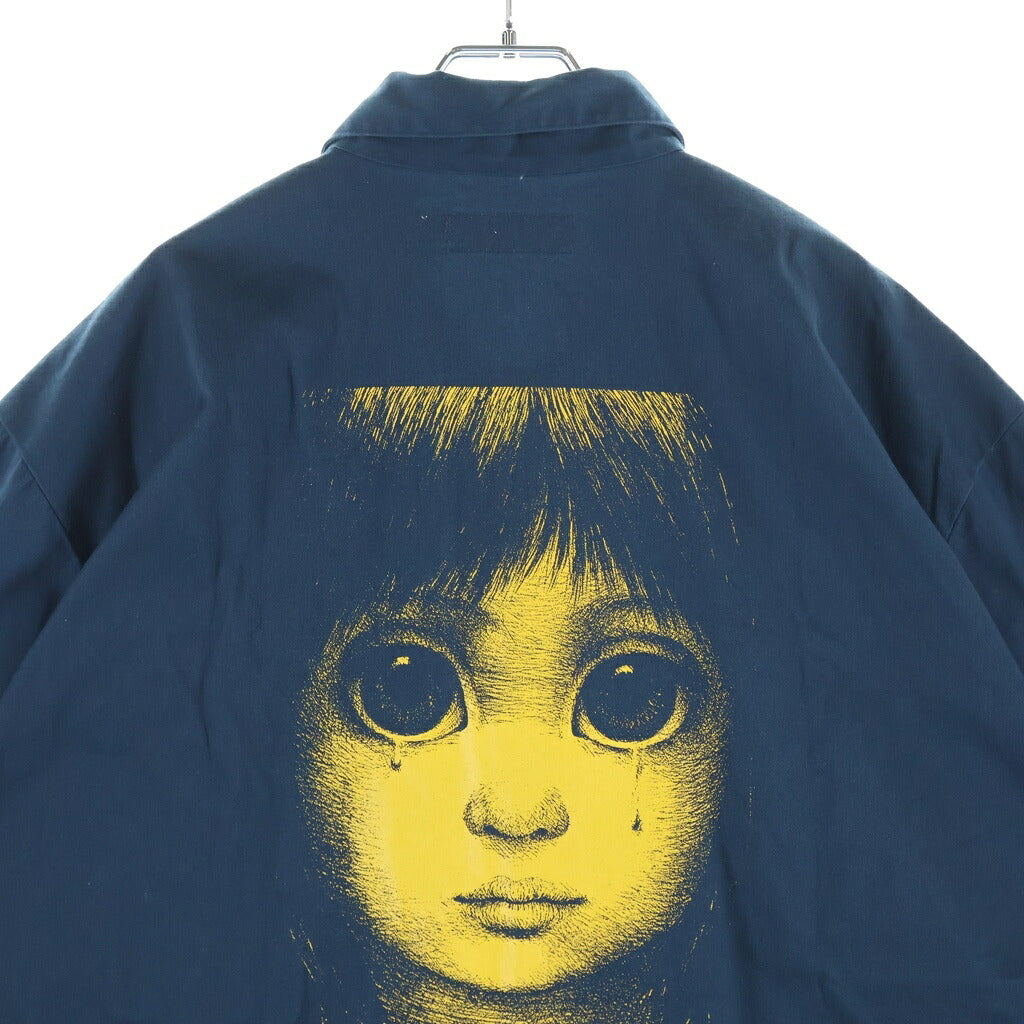 SUPREME(シュプリーム) 24SS ×Margaret Keane Teardrop S/S Work Shirt マーガレットキーン バックティアドロッププリント 半袖ワークシャツ ネイビー
