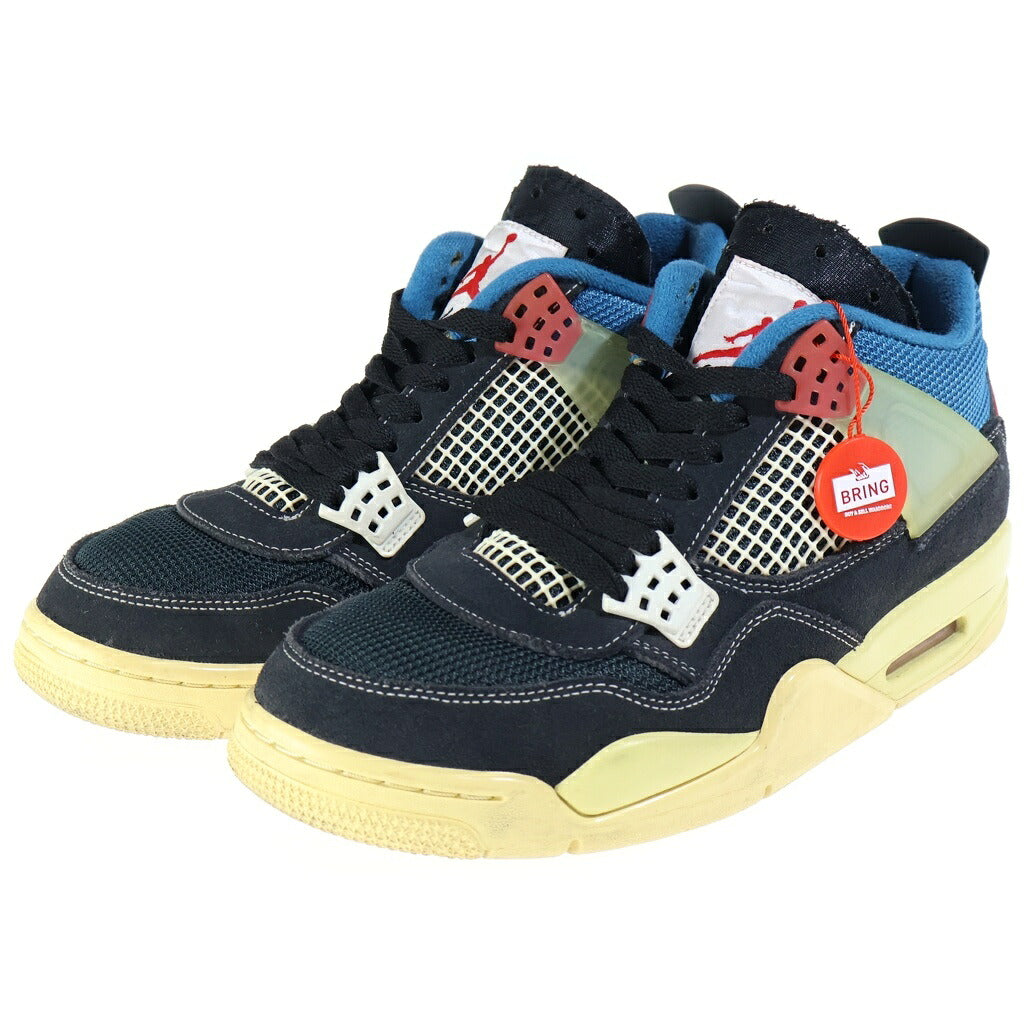 NIKE(ナイキ) ×UNION AIR JORDAN 4 OFF NOIR ユニオン エアジョーダン4 オフノワール ミッドカットスニーカー ブラック/ブルー US8.5/26.5cm DC9533-001