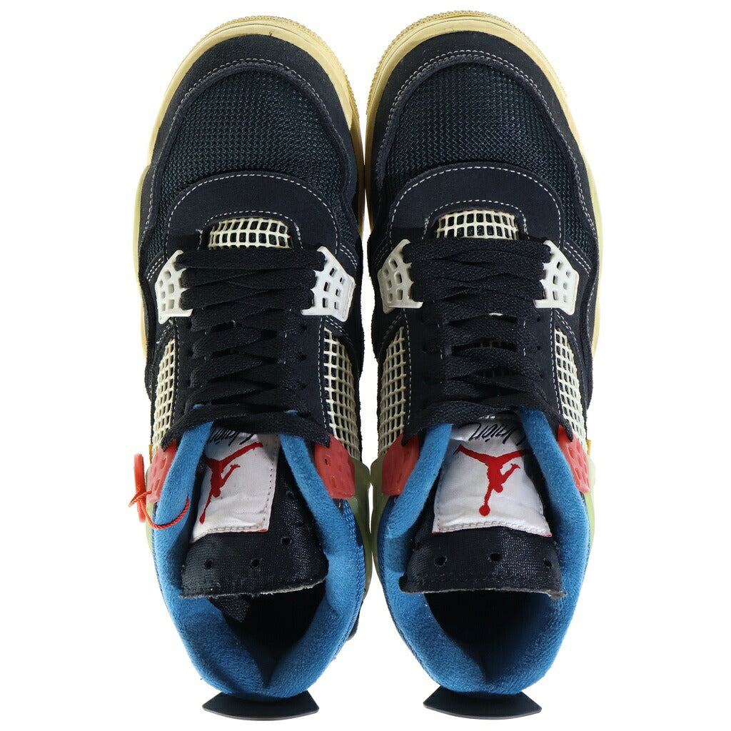 NIKE(ナイキ) ×UNION AIR JORDAN 4 OFF NOIR ユニオン エアジョーダン4 オフノワール ミッドカットスニーカー ブラック/ブルー US8.5/26.5cm DC9533-001