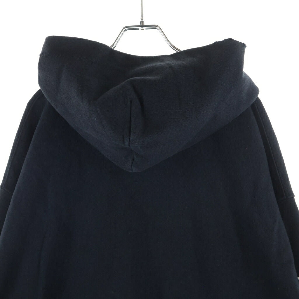 ASKYURSELF(アスクユアセルフ) BANNED ZIP HOODIE バンド ダメージ加工 アームプリント ジップアップスウェットパーカー フーディー ブラック