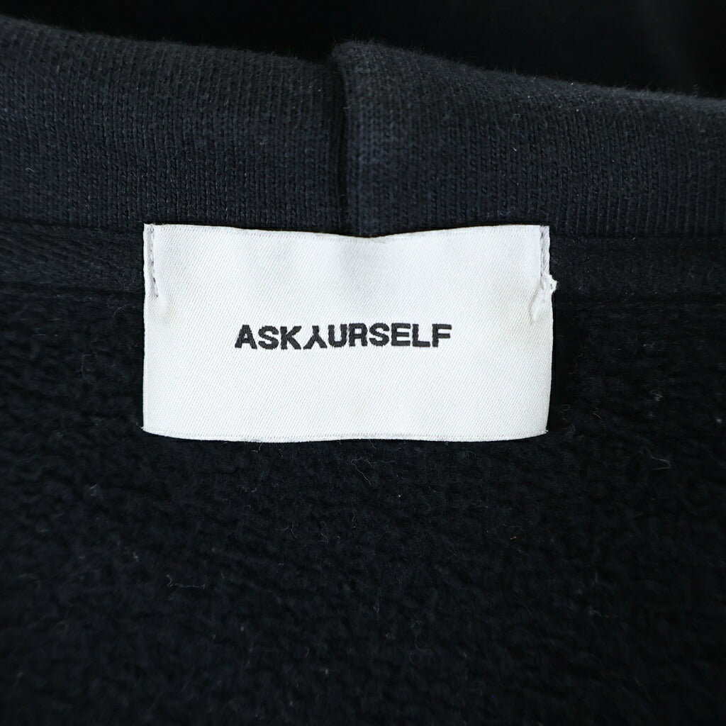 ASKYURSELF(アスクユアセルフ) BANNED ZIP HOODIE バンド ダメージ加工 アームプリント ジップアップスウェットパーカー フーディー ブラック