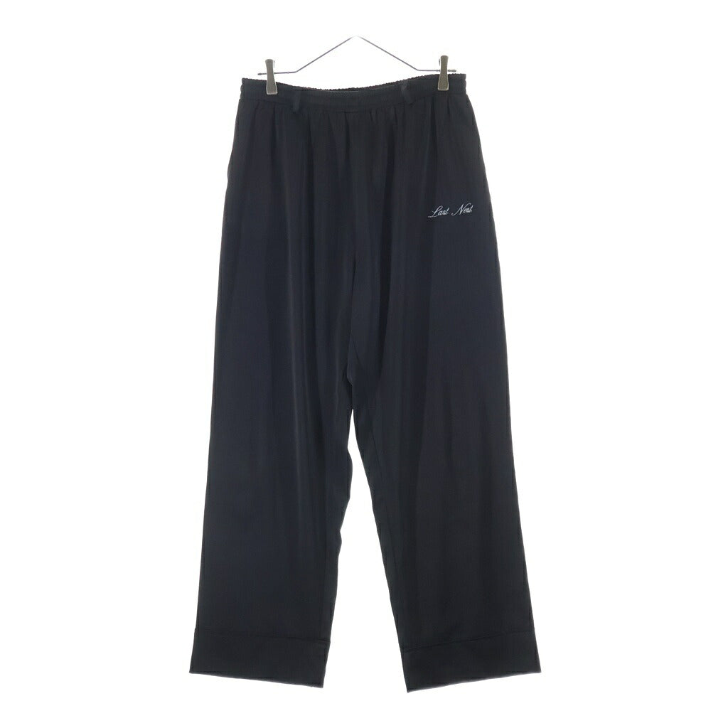 LAST NEST(ラスト ネスト) 24SS SATIN PAJAMA PANTS サテン パジャマパンツ サイドロゴ イージーパンツ ブラック