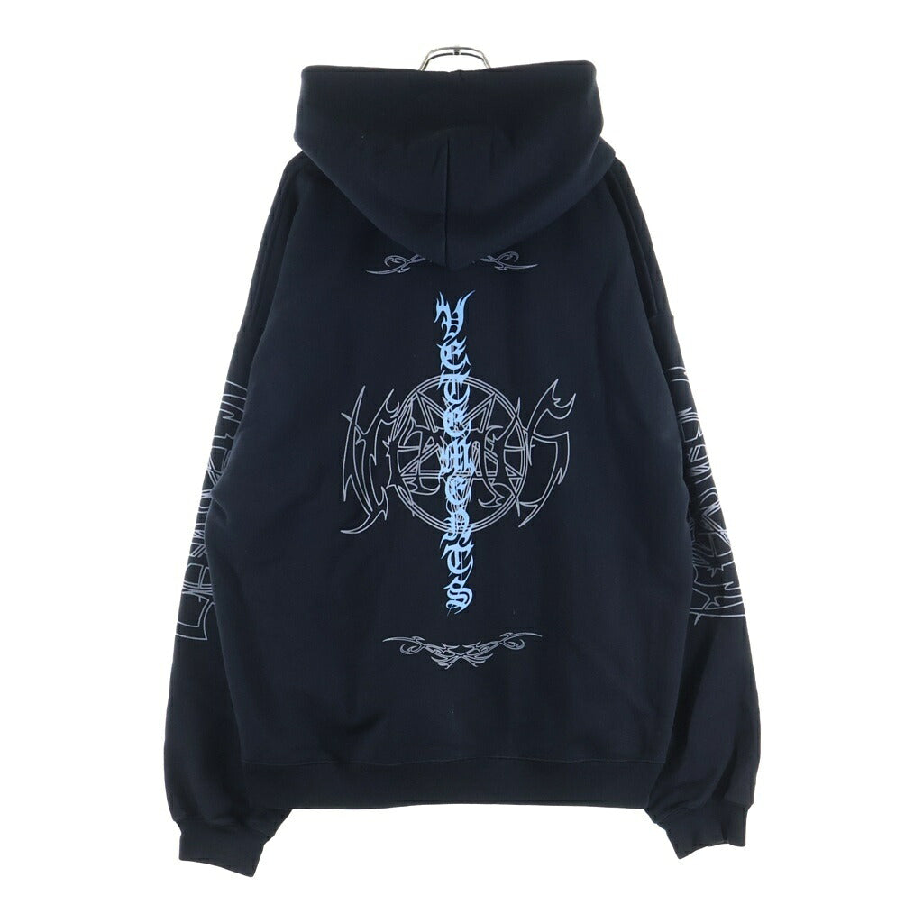 VETEMENTS(ヴェトモン) 22AW VITAL EXISTANCE HOODIE バイタルイグジスタンス アームプリント プルオーバースウェットパーカー フーディー ブラック UA53HD460B