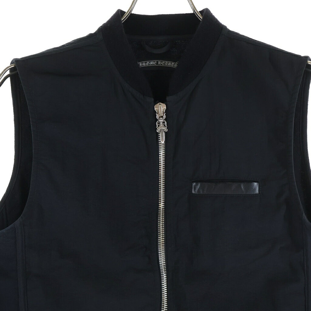 CHROME HEARTS(クロムハーツ) PAPA VEST バッククロスパッチ ダガージップ ナイロンコットン切替 パパベスト ブラック
