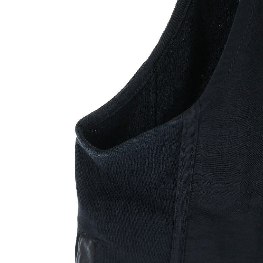 CHROME HEARTS(クロムハーツ) PAPA VEST バッククロスパッチ ダガージップ ナイロンコットン切替 パパベスト ブラック