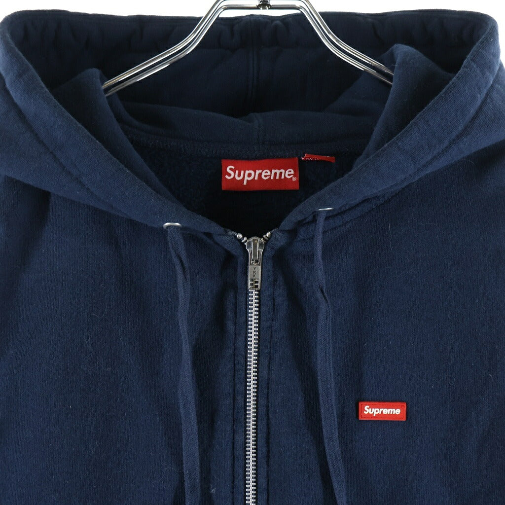 SUPREME(シュプリーム) 19SS Small Box Zip Up Sweatshirt ラバースモールボックスロゴ ジップアップスウェットパーカー ネイビー