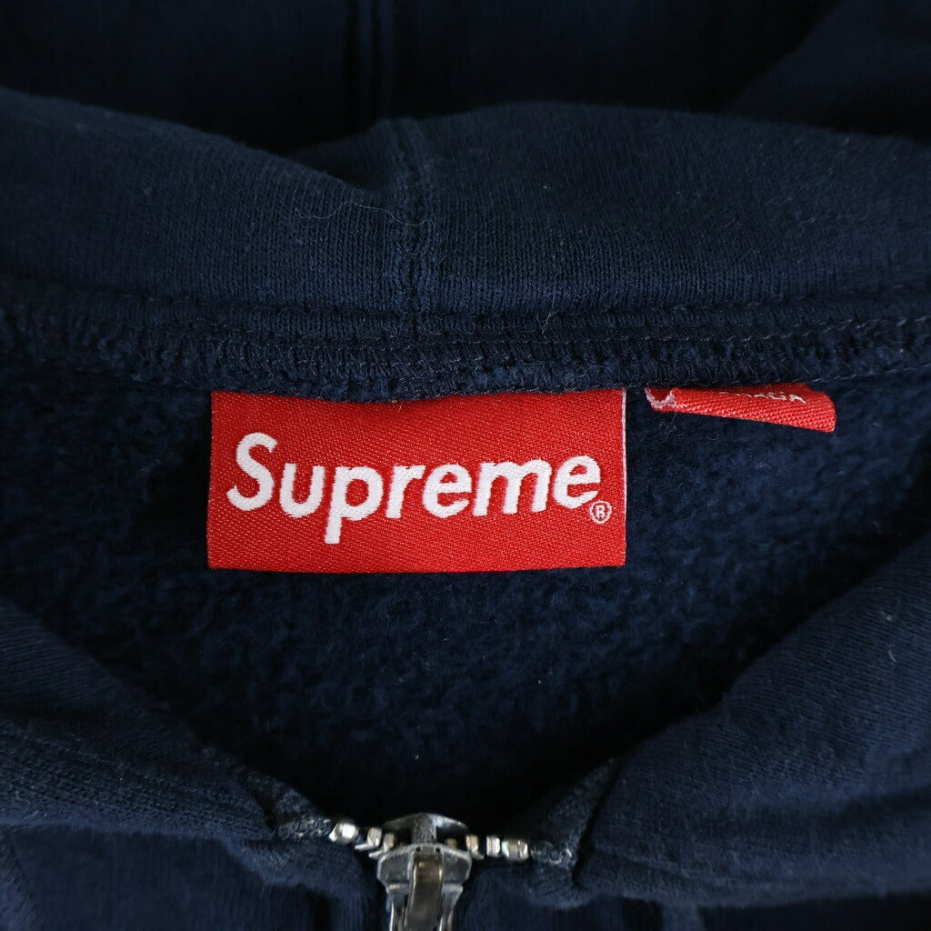 SUPREME(シュプリーム) 19SS Small Box Zip Up Sweatshirt ラバースモールボックスロゴ ジップアップスウェットパーカー ネイビー