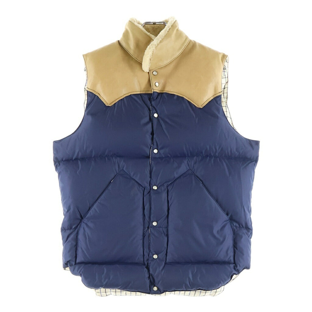 ROCKY MOUNTAIN(ロッキーマウンテン) CHRISTY VEST クリスティ レザー切り替え ダウンベスト ブラウン/ネイビー 450-432-93