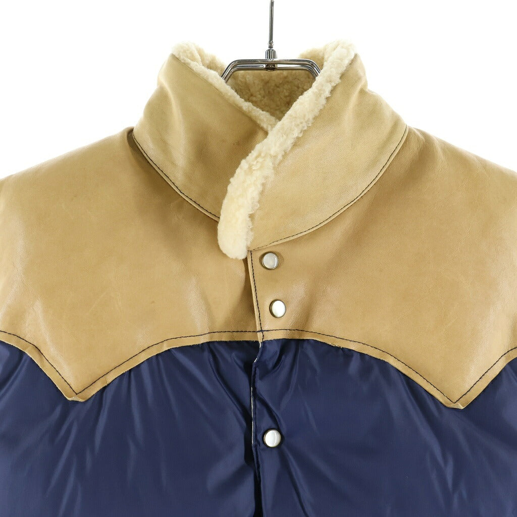 ROCKY MOUNTAIN(ロッキーマウンテン) CHRISTY VEST クリスティ レザー切り替え ダウンベスト ブラウン/ネイビー 450-432-93
