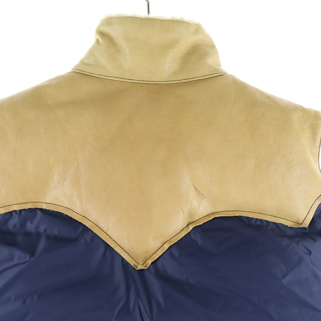 ROCKY MOUNTAIN(ロッキーマウンテン) CHRISTY VEST クリスティ レザー切り替え ダウンベスト ブラウン/ネイビー 450-432-93