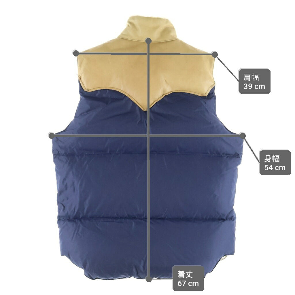 ROCKY MOUNTAIN(ロッキーマウンテン) CHRISTY VEST クリスティ レザー切り替え ダウンベスト ブラウン/ネイビー 450-432-93