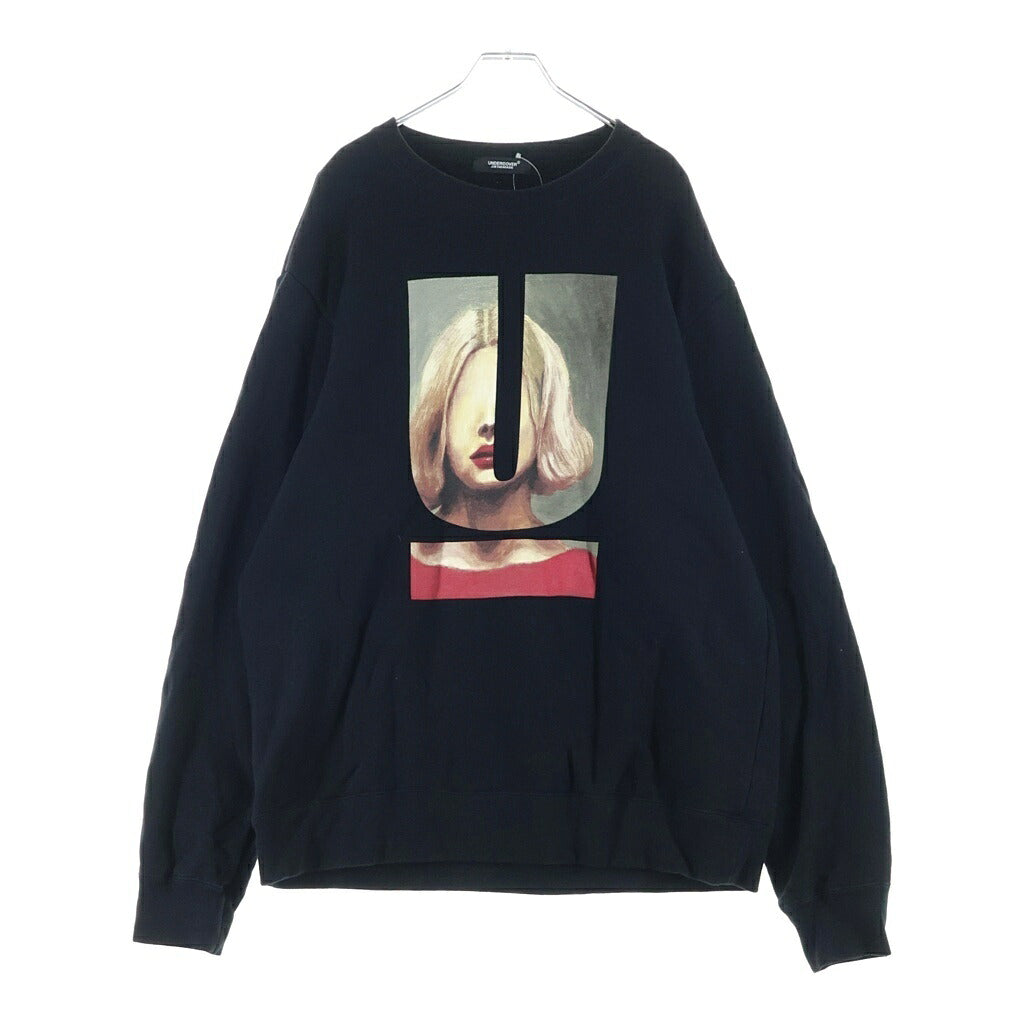 UNDERCOVER(アンダーカバー) 25SS ICON SWEAT U PORTRAIT PAINTING ポートレート グラフィックロゴプリント クルーネックスウェットトレーナー ブラック UC1E9803-1