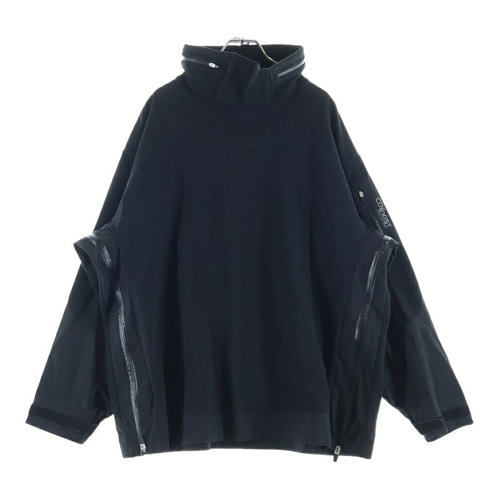 COMFY OUTDOOR GARMENT(コンフィ) 異素材ドッキング加工 サイドジップ モックネックプルオーバー ブラック CMF2002-CS09C
