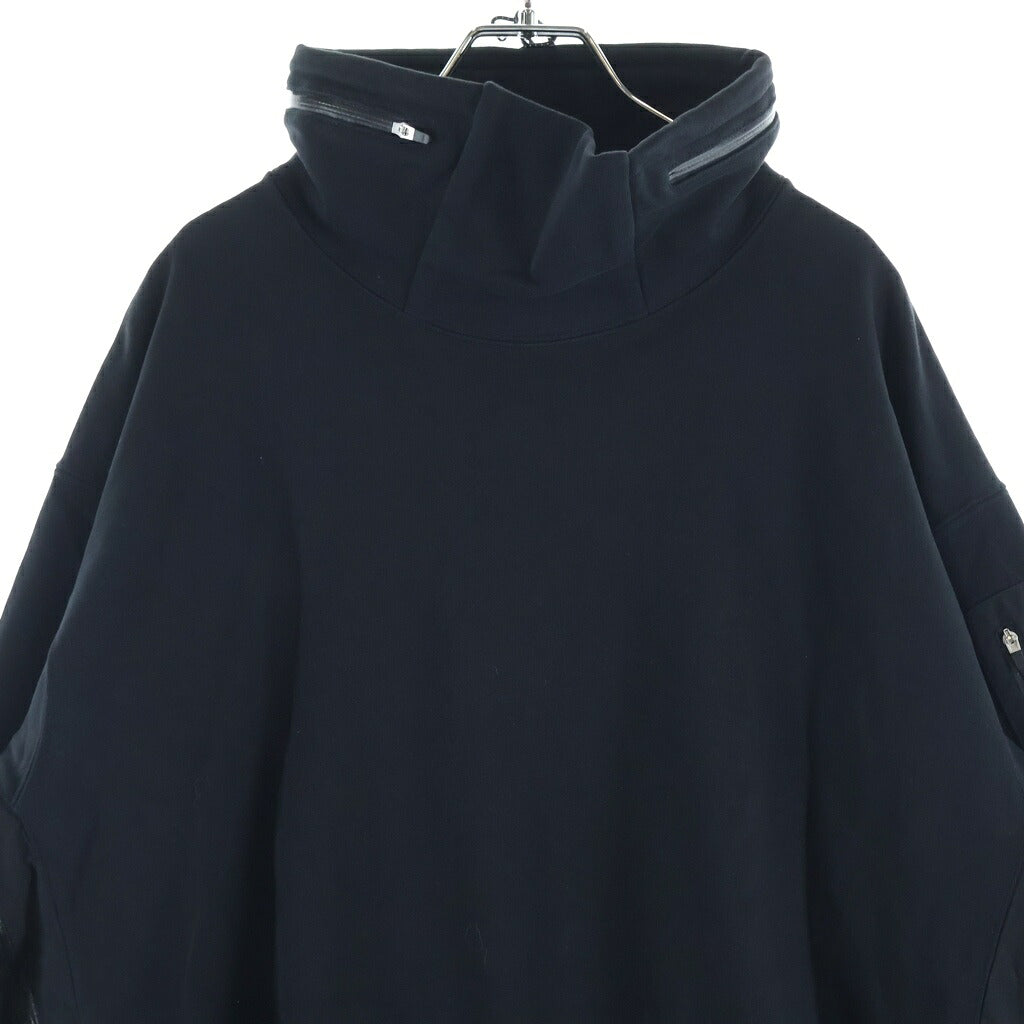 COMFY OUTDOOR GARMENT(コンフィ) 異素材ドッキング加工 サイドジップ モックネックプルオーバー ブラック CMF2002-CS09C