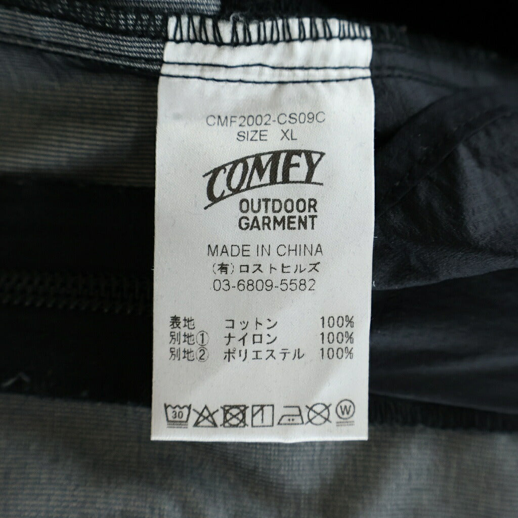 COMFY OUTDOOR GARMENT(コンフィ) 異素材ドッキング加工 サイドジップ モックネックプルオーバー ブラック CMF2002-CS09C
