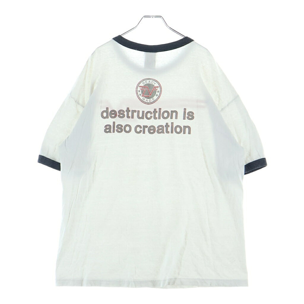 READY MADE(レディメイド) 24SS T-SHIRT RINGER 両面プリント リンガーTシャツ 半袖クルーネックカットソー ホワイト RE-CO-WH-00-00-276