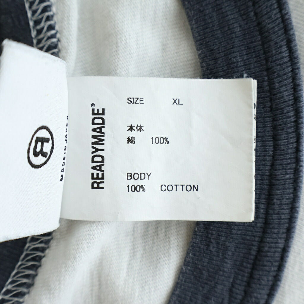 READY MADE(レディメイド) 24SS T-SHIRT RINGER 両面プリント リンガーTシャツ 半袖クルーネックカットソー ホワイト RE-CO-WH-00-00-276