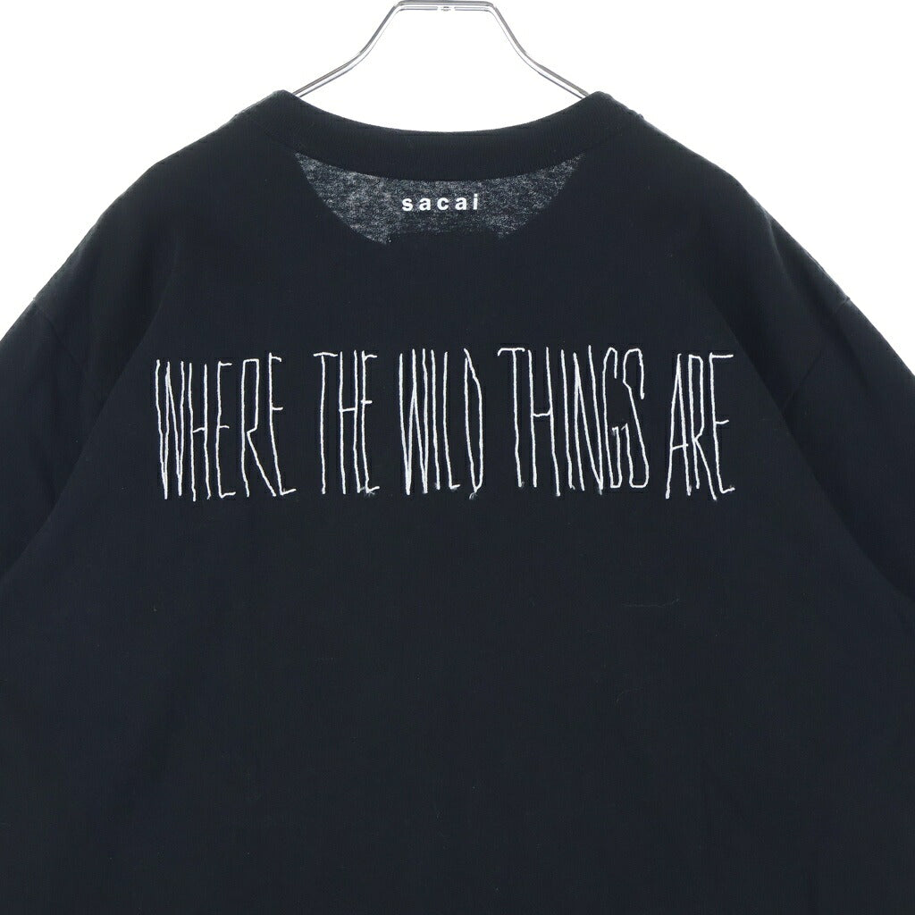 Sacai(サカイ) 25SS ×WHERE THE WILD THINGS ARE T-SHIRT かいじゅうたちのいるところ グラフィックプリントTシャツ 半袖クルーネックカットソー ブラック 25-01008S