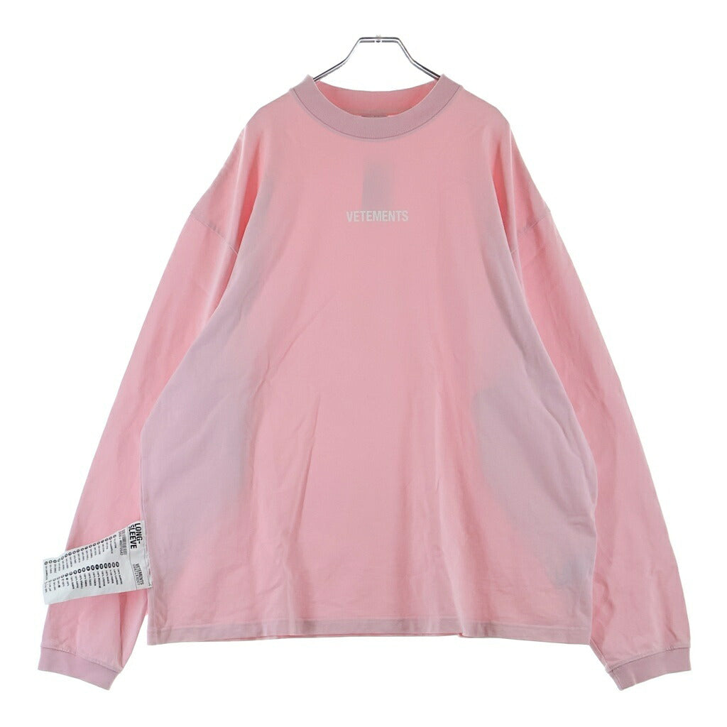 VETEMENTS(ヴェトモン) 22SS Logo Label L/S Tee ロゴラベル クルーネック長袖Tシャツ カットソー ピンク UE52TR280P
