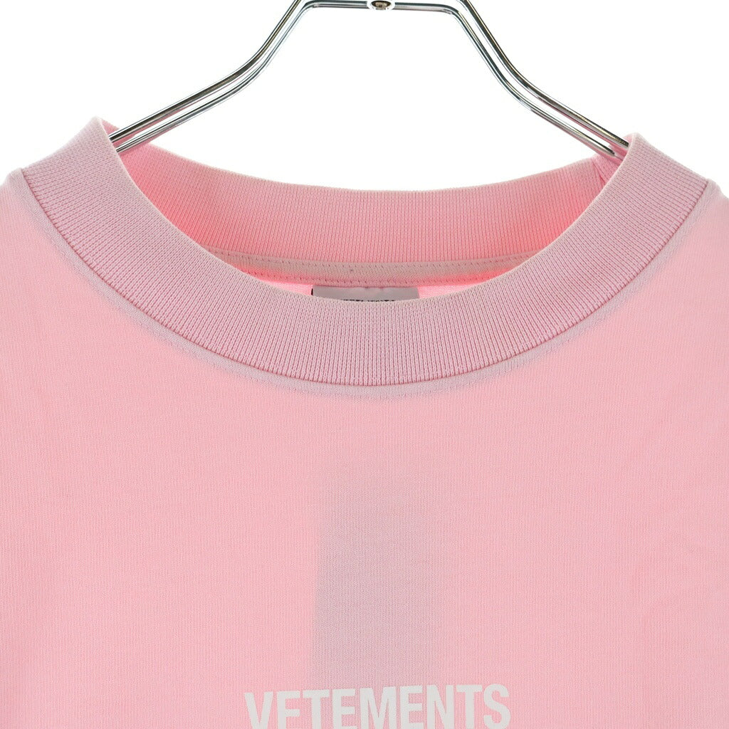 VETEMENTS(ヴェトモン) 22SS Logo Label L/S Tee ロゴラベル クルーネック長袖Tシャツ カットソー ピンク UE52TR280P