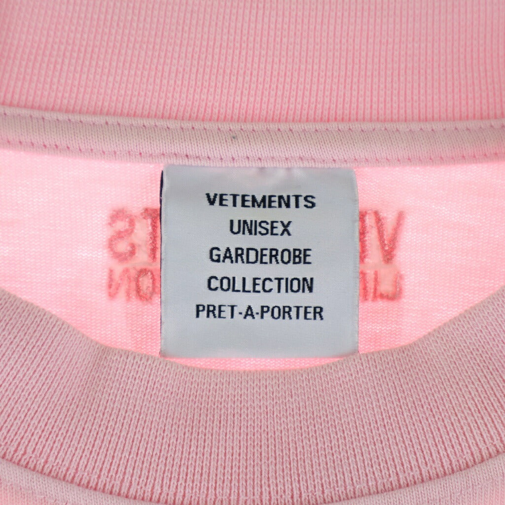 VETEMENTS(ヴェトモン) 22SS Logo Label L/S Tee ロゴラベル クルーネック長袖Tシャツ カットソー ピンク UE52TR280P