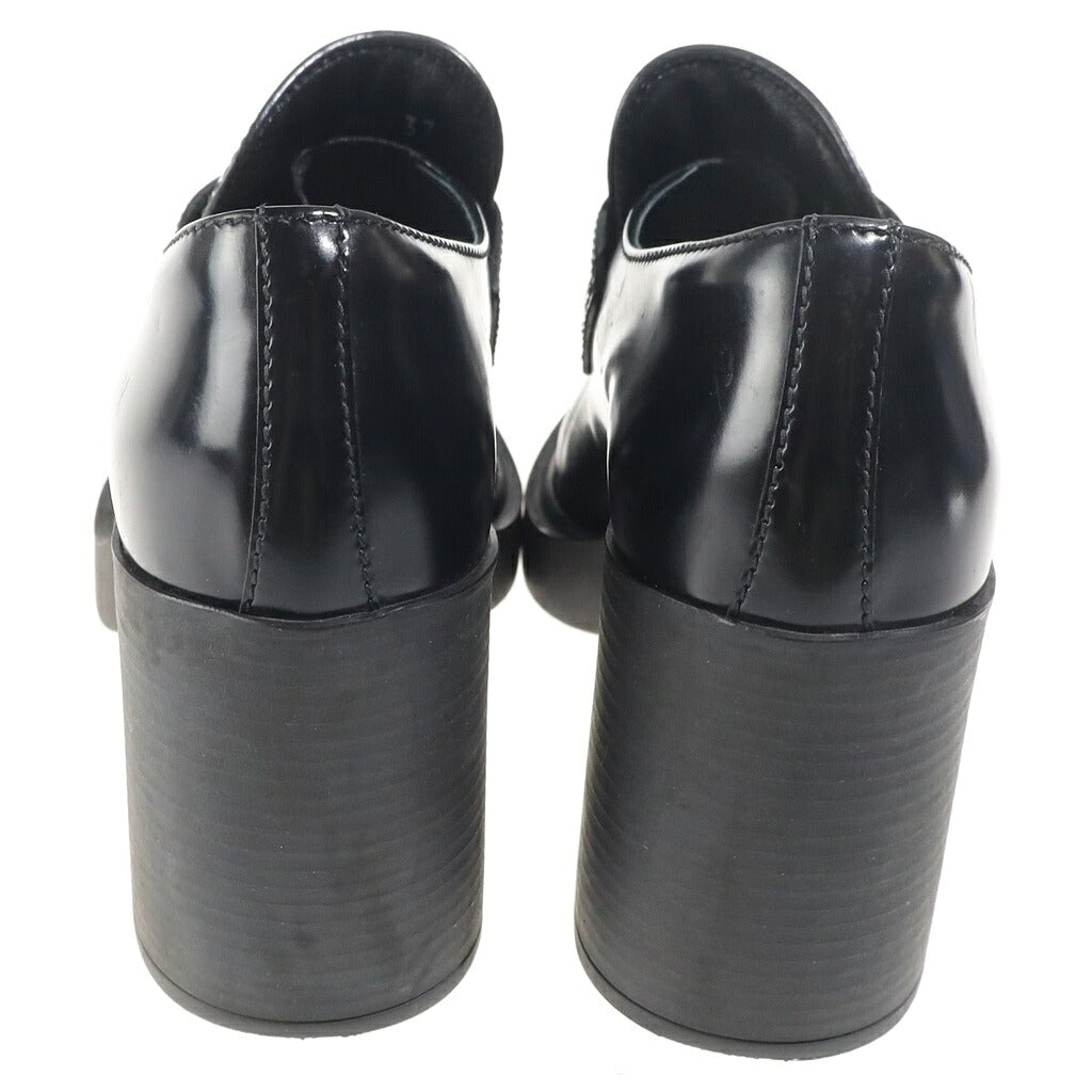 PRADA(プラダ) チョコレート トライアングルロゴプレート レザー ハイヒールパンプス レディース ブラック 1D246M