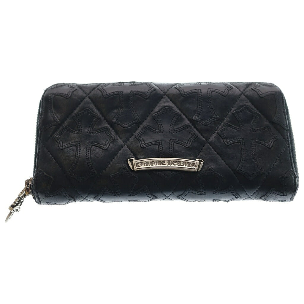 CHROME HEARTS(クロムハーツ) REC F ZIP QUILTED WALLET セメタリークロス キルティング レザーウォレット 財布 ブラック