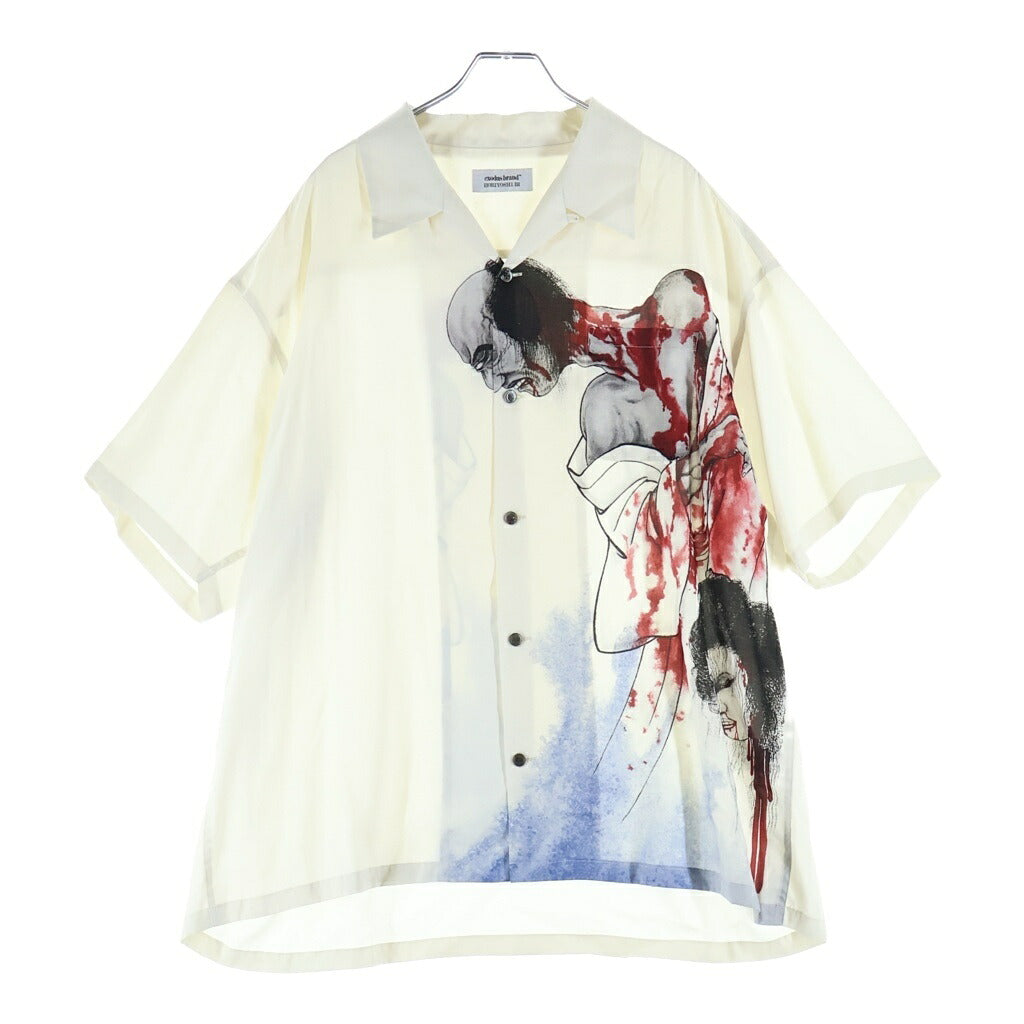 exodus brand(エクソダスブランド) 26SS ×彫よし 幽霊鬼斗卅六釁圖 レーヨン 半袖ハワイアンシャツ ホワイト HORIYOSHI III-HW-02