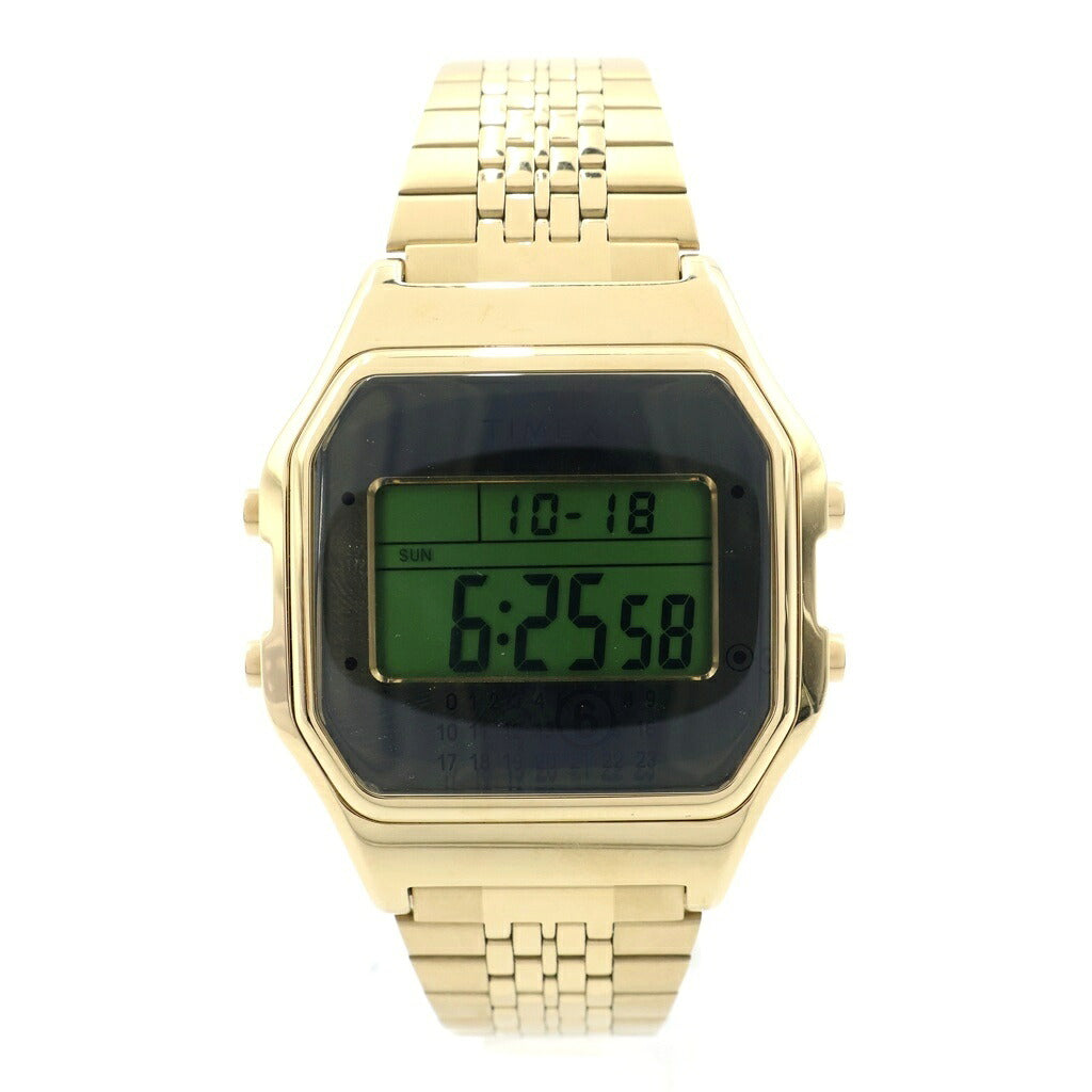 MM6 Maison Margiela(エムエムシックスメゾンマルジェラ) ×TIMEX T80 タイメックス グリーン文字盤 クォーツ ステンレス デジタルウォッチ 腕時計 ゴールド TW2Y50000