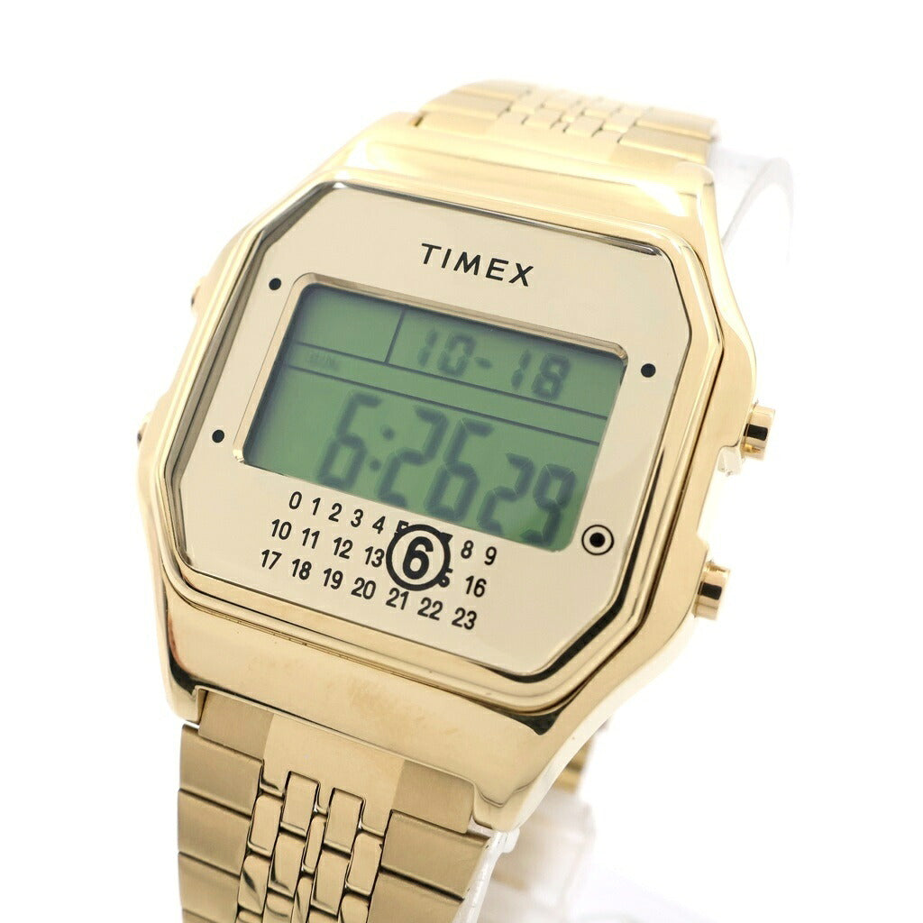 MM6 Maison Margiela(エムエムシックスメゾンマルジェラ) ×TIMEX T80 タイメックス グリーン文字盤 クォーツ ステンレス デジタルウォッチ 腕時計 ゴールド TW2Y50000