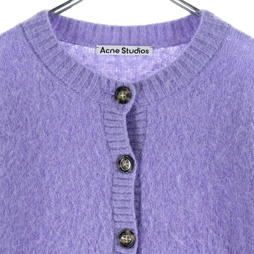 ACNE STUDIOS Bla Konst(アクネストゥディオズ ブロコンスト) Cropped Cardigan ウール混 ノーカラー クロップドカーディガン レディース パープル FN-WN-KNIT000350