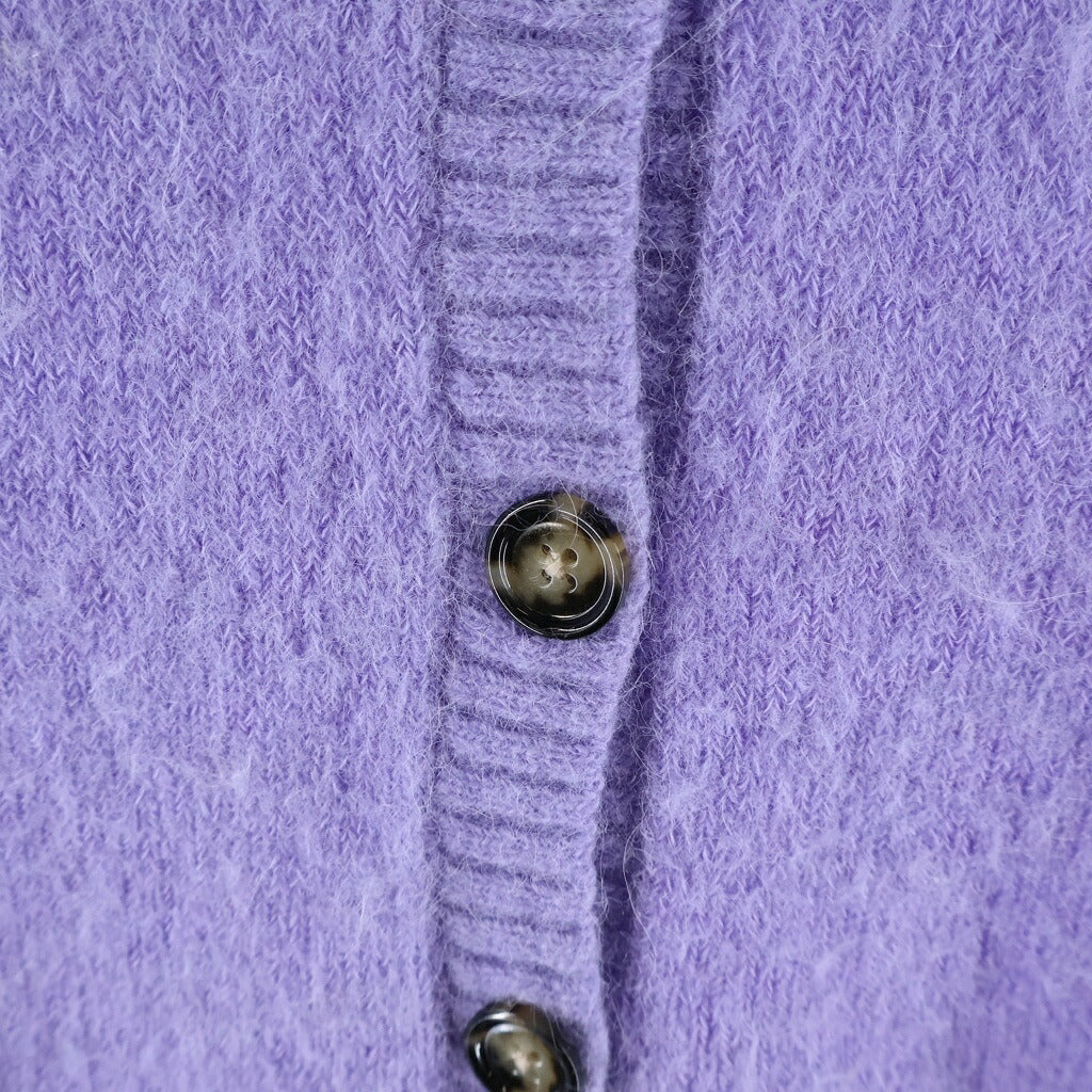 ACNE STUDIOS Bla Konst(アクネストゥディオズ ブロコンスト) Cropped Cardigan ウール混 ノーカラー クロップドカーディガン レディース パープル FN-WN-KNIT000350