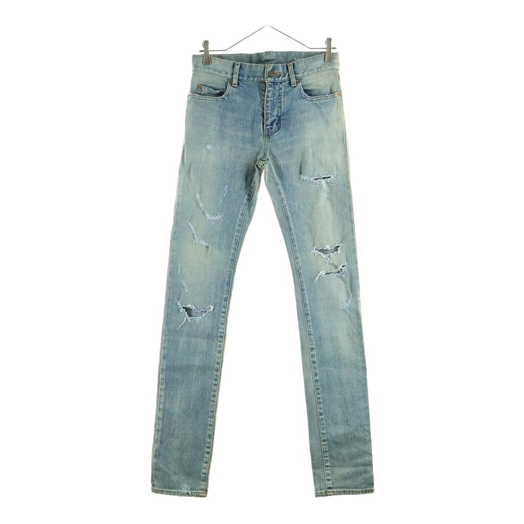 SAINT LAURENT PARIS(サンローランパリ) 16AW エディ期 デストロイクラッシュ スリムフィット スキニーデニムパンツ インディゴ 391659 Y847M