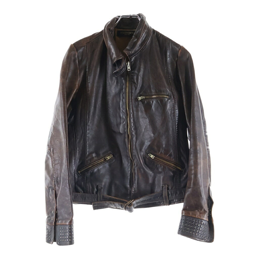 GOLDEN GOOSE DELUXE BRAND(ゴールデングースデラックスブランド) イタリア製 カウレザー シングルライダースジャケット ブラウン 08-010-510-8644