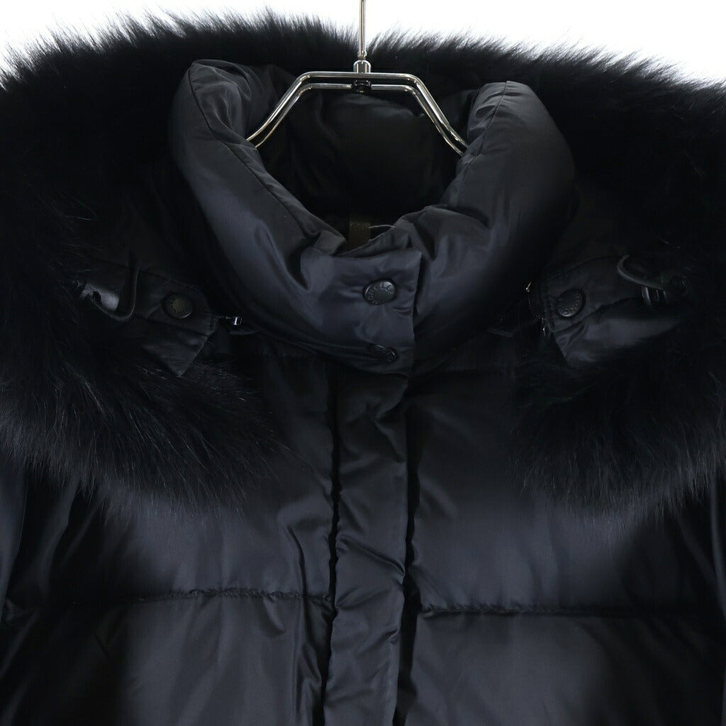 MONCLER(モンクレール) VALENTINE バレンティーヌ 茶タグ ファーフーデッド ダウンジャケット ブラック レディース 49353/97/68959