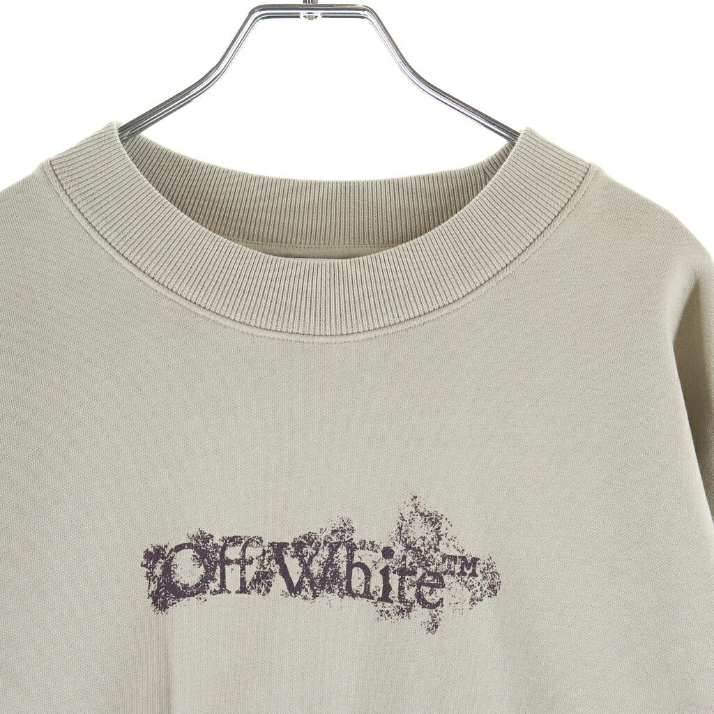 OFF-WHITE(オフホワイト) 26SS LOGO CREWNECK SWEATSHIRT バックアロー ロゴプリント クルーネックスウェットトレーナー ベージュ 44MBA054S26F003250