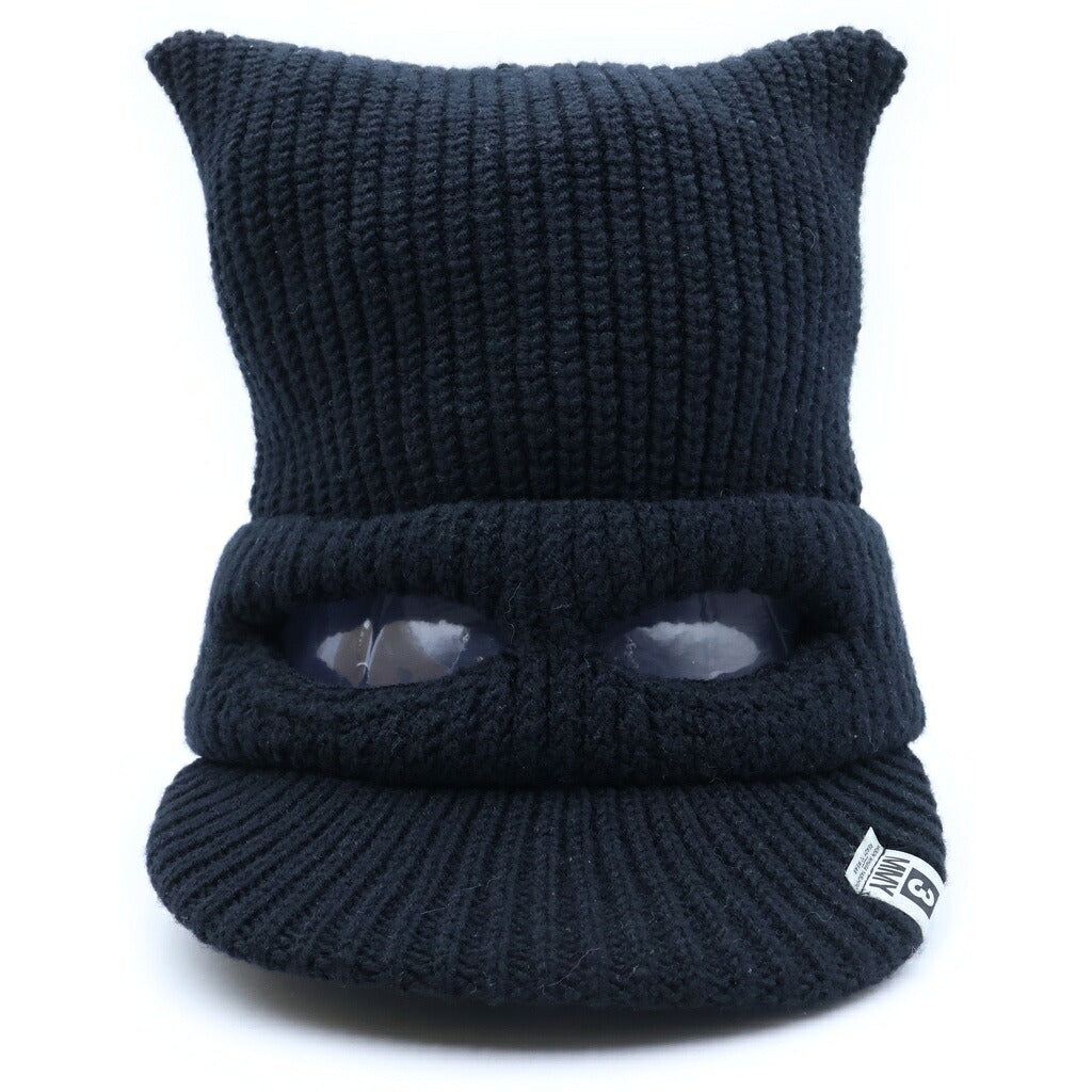 MAISON MIHARAYASUHIRO(メゾンミハラヤスヒロ) ×CA4LA MASKED CAT VISOR KNIT CAP カシラ マスクド バイザー ニットキャップ 帽子 ブラック A15AC402-0