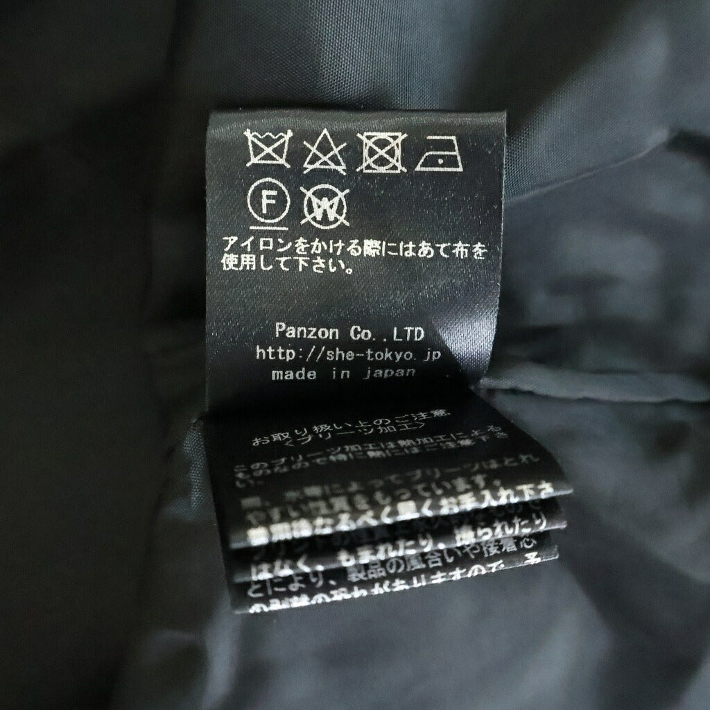 NO BRAND(ノーブランド) SHE TOKYO(シートーキョー) ドット柄 プリーツレイヤードデザイン ポリコットン ロングスカート ブラック レディース S-SK-347
