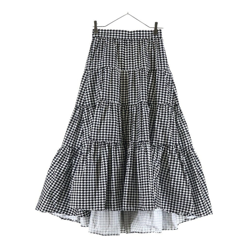 NO BRAND(ノーブランド) SHE TOKYO(シートーキョー) Lisa houndstooth ハウンドトゥース 千鳥格子柄 ティアードスカート ホワイト/ブラック レディース S-SK-348