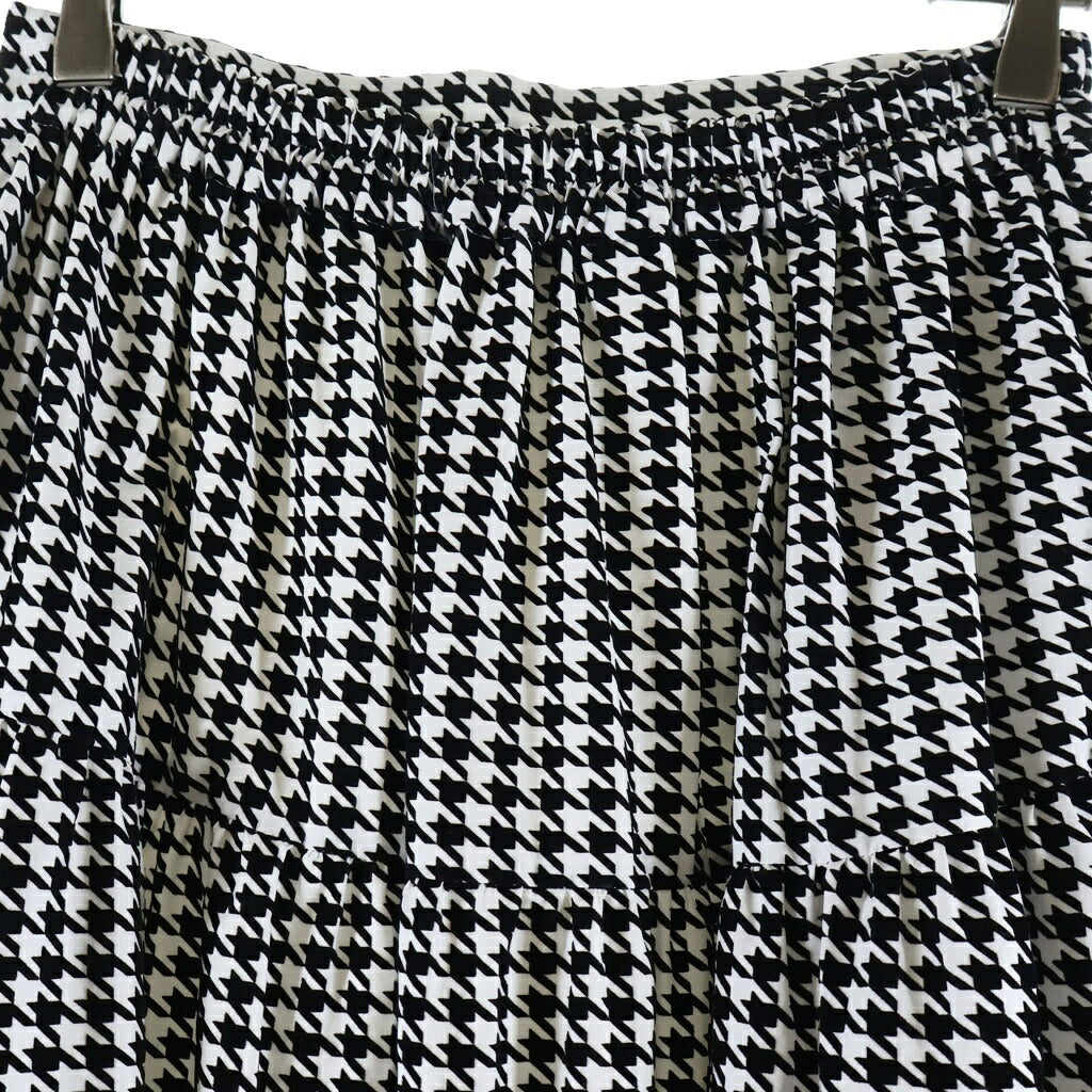 NO BRAND(ノーブランド) SHE TOKYO(シートーキョー) Lisa houndstooth ハウンドトゥース 千鳥格子柄 ティアードスカート ホワイト/ブラック レディース S-SK-348