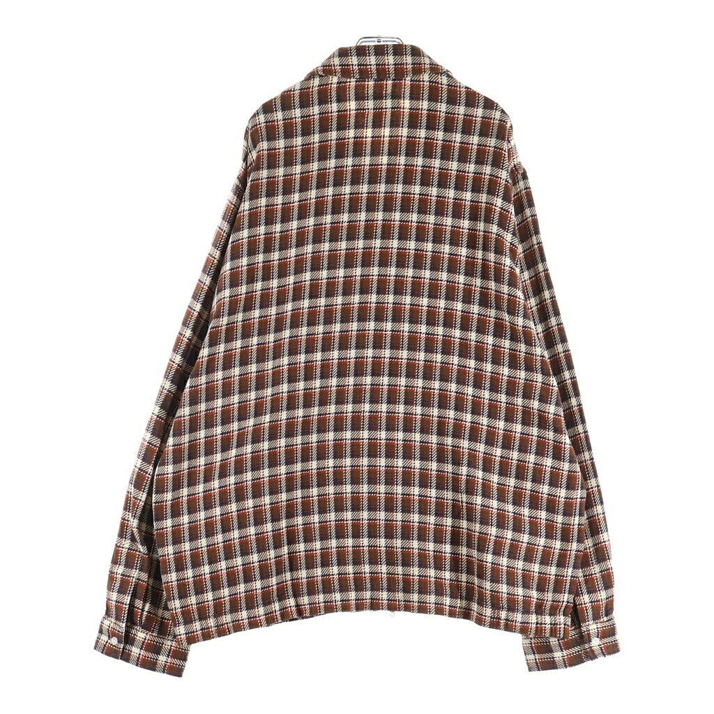 A BATHING APE(アベイシングエイプ) BAPE CHECK ZIP SHIRT ロゴワッペン チェック柄 コットンジップアップジャケット ブラウン 001SHM301004M