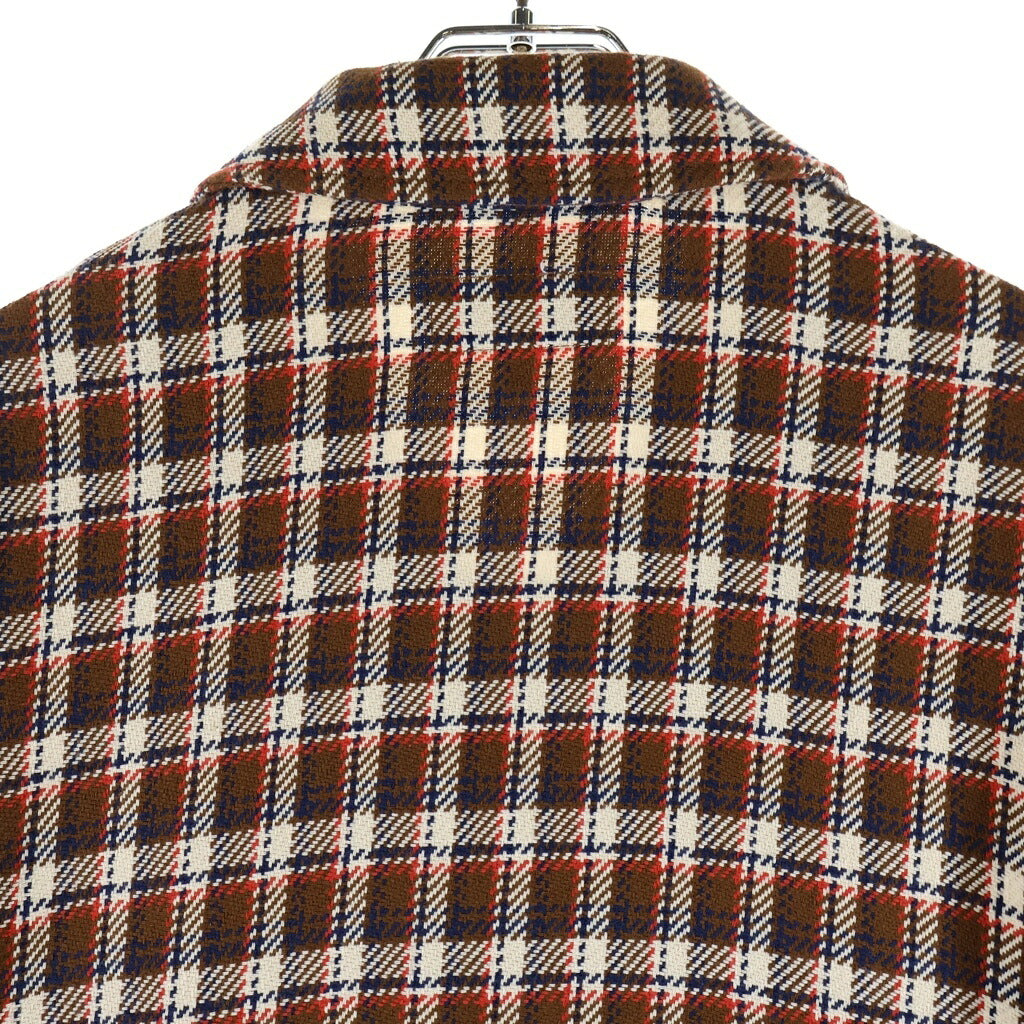 A BATHING APE(アベイシングエイプ) BAPE CHECK ZIP SHIRT ロゴワッペン チェック柄 コットンジップアップジャケット ブラウン 001SHM301004M